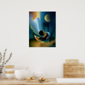 Poster 'Celestial Fluid Dreams' - Surreal in Gold (Küche)