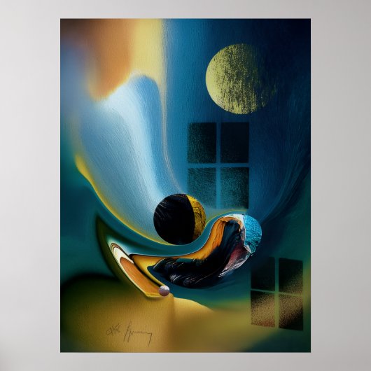 Poster 'Celestial Fluid Dreams' - Surreal in Gold (Vorne)