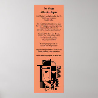 Poster Cherokee Legend Two Wölves Die, die du gefü