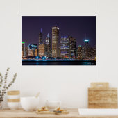 Poster - Chicago Skyline Illinois mit Night Sky (Küche)