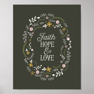 Poster Christlich Faith Hope Liebe Bible Scripting