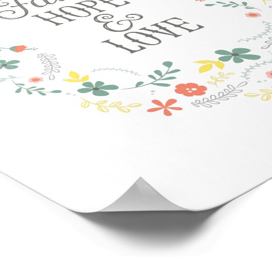 Poster Christlich Faith Hope Liebe Wreath Scriptin (Ecke)