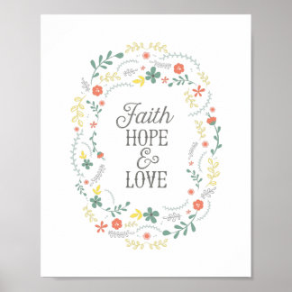 Poster Christlich Faith Hope Liebe Wreath Scriptin