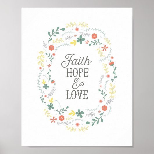 Poster Christlich Faith Hope Liebe Wreath Scriptin (Vorne)