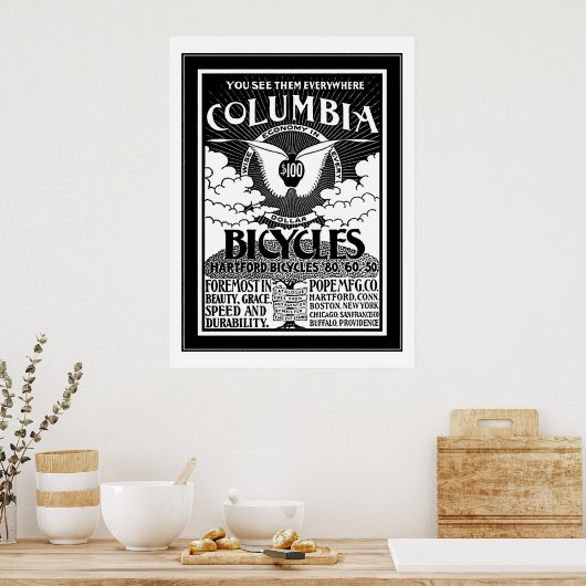 Poster Columbia Bicycles 1886 Werbung (Küche)