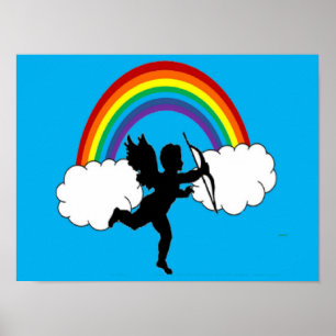 Poster Cupid Tänze mit Regenbogen
