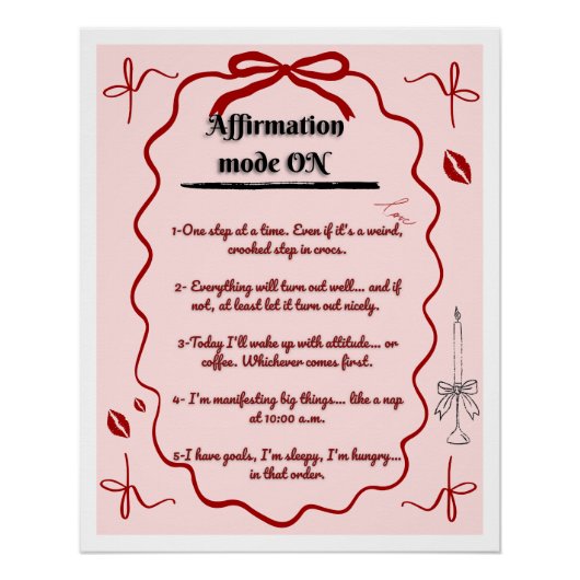 Poster cute affirmations funny aesthetic mindset (Vorderseite)