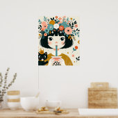 Poster "Das kleine Mädchen mit dem Bubble Tea" (Küche)