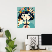 Poster "Das kleine Mädchen mit dem Bubble Tea" (Heimbüro)