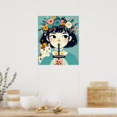 Poster "Das kleine Mädchen mit dem Bubble Tea" (Küche)