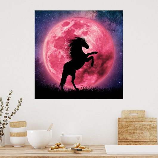 Poster Das Pferd und der rosa Mond (Küche)
