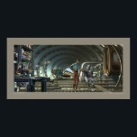 Poster "Dawn of a New Day" (32x16)<br><div class="desc">In jeder Zukunft,  die es wert ist,  dass wir immer ein paar Augenblicke am frühen Morgen haben,  um über eine heiße Tasse Java zu spazieren,  durch die Morgenzeitung zu blättern und einen ruhigen Vortrag mit unseren treuen Robotern zu halten. So wie wir hier sehen.</div>