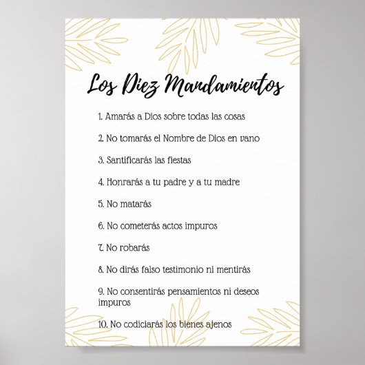 Póster de los 10 mandamientos de la ley de Dios Poster (Vorne)