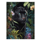 Poster de pantera negra en la selva con flores (Vorne)