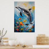 Poster | Delphin | Ölmalerei (Küche)