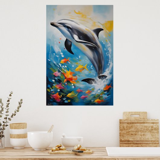 Poster | Delphin | Ölmalerei (Küche)