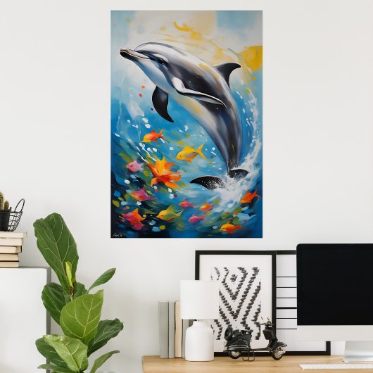 Poster | Delphin | Ölmalerei (Heimbüro)