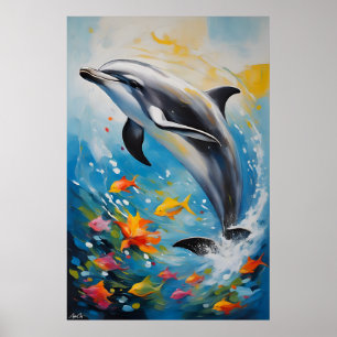 Poster   Delphin   Ölmalerei