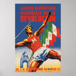 Poster der mexikanischen Revolutionsspiele Vintage