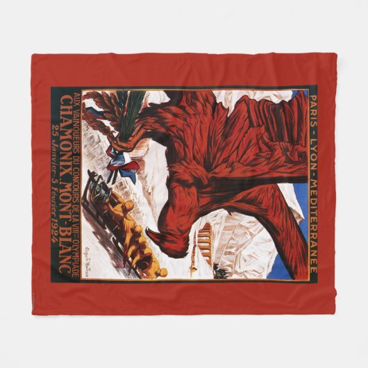 Poster der Olympischen Winterspiele 1924 Fleecedecke (Vorderseite (Horizontal))