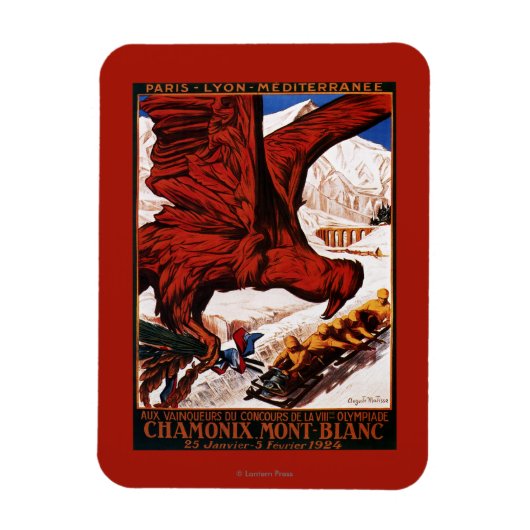 Poster der Olympischen Winterspiele 1924 Magnet (Vertikal)