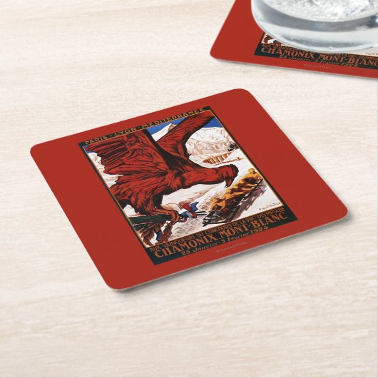 Poster der Olympischen Winterspiele 1924 Rechteckiger Pappuntersetzer (angewinkelt)