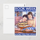 Poster der Vintagen Buchwoche Postkarte (Vorne/Hinten)