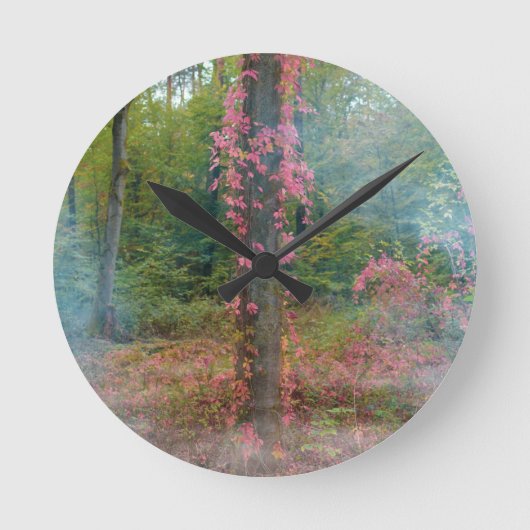 Poster der Waldstimmung Runde Wanduhr (Vorderseite)