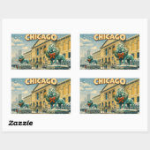 Poster des Art Institute of Chicago im Winter Rechteckiger Aufkleber (Blatt)