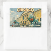 Poster des Art Institute of Chicago im Winter Rechteckiger Aufkleber (Tasche)