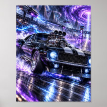 Poster des aufgeladenen kosmischen Muscle Cars