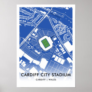 Poster des Stadtstadions Cardiff - Zuhause von Car
