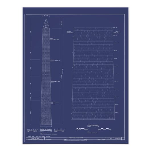 Poster des Vintagen Washington Monument Blueprints (Vorne)
