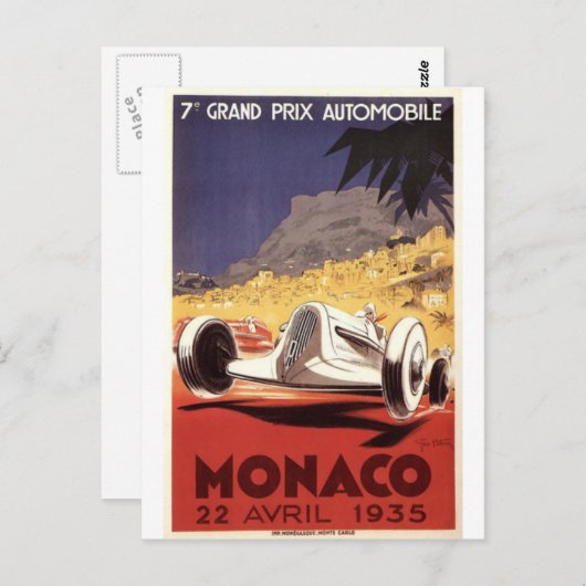 Poster-Design von Monaco 1935 Postkarte (Vorne/Hinten)
