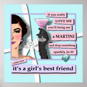 Poster - Diamonds & Martinis, die beste Freundin e