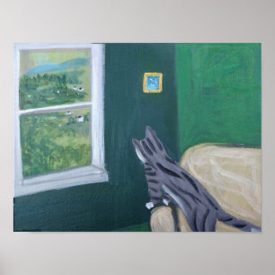 Poster— Die Ansicht/ Katze im Dienst am Fenster Poster