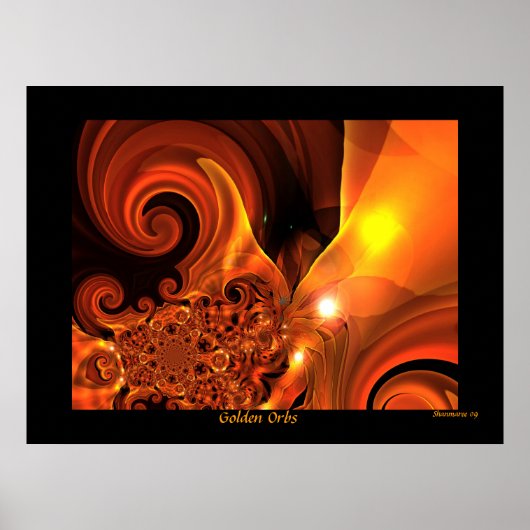 Poster Digitale Abstrakte Kunst Goldene Orbs (Vorne)