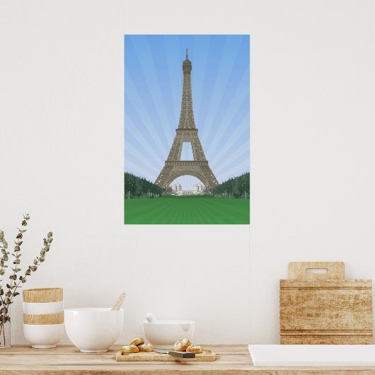Poster: Eiffelturm Paris: Vector Zeichnend Poster (Küche)