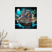 Poster eines alten Schoner-Segelschiffs (Küche)