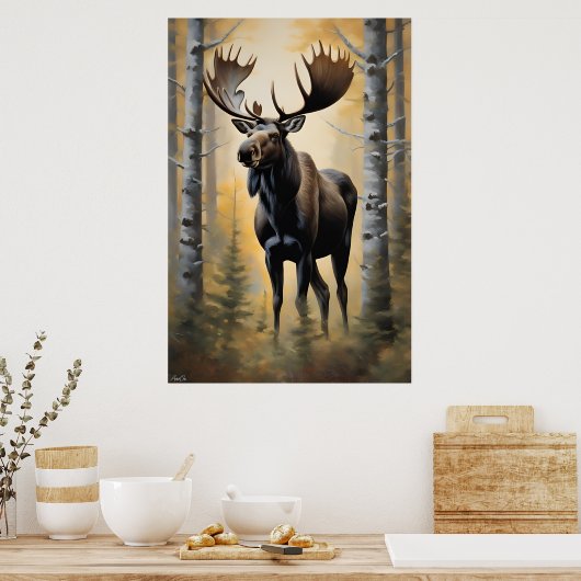 Poster | Elch | Malstil (Küche)