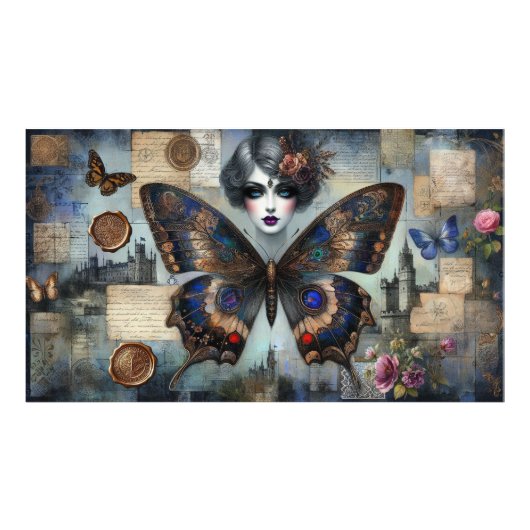Poster Ephemera Viktorianisch Lady Gothic Butterfl (Vorne)