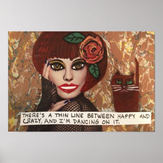 POSTER-ES GIBT EINE DÜNNE LINIE ZWISCHEN GLÜCKLICH POSTER (Vorne)