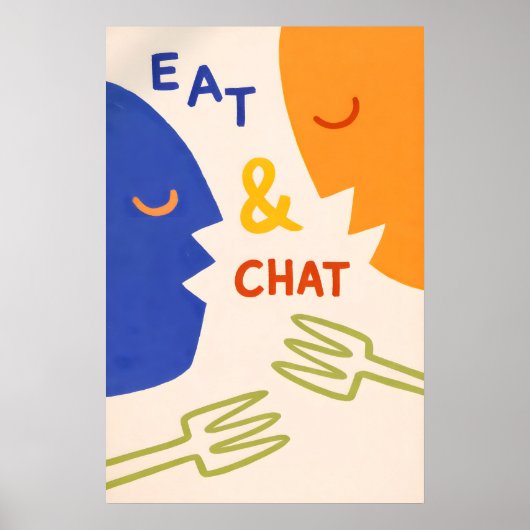 Poster Essen und Plaudern, Moderne Abstrakte Küche (Vorne)