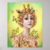 Poster Fantasy Portrait Frau Giraffe Leinwand Druc (Vorne)