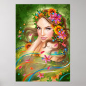 Poster Fantasy Schöne Fee Frau mit Blume (Vorne)
