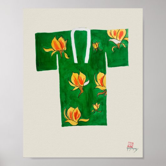 Poster featuring green and gold Japanese nagajuban (Vorne)