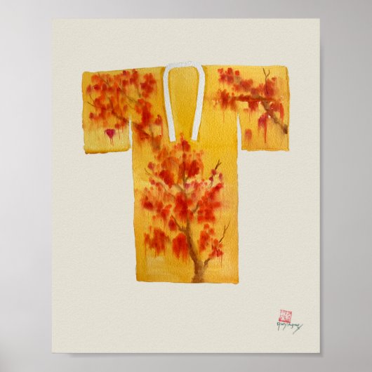 Poster featuring red and yellow Japanese nagajuban (Vorne)