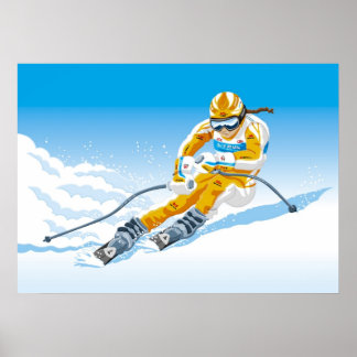 Poster Female Downhill Skier Winter Sport