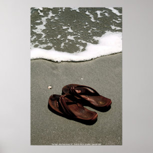 POSTER- Flip Flops - Bald Head Island, NC - P... Poster