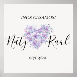 Poster Floral en Tonos Lilas